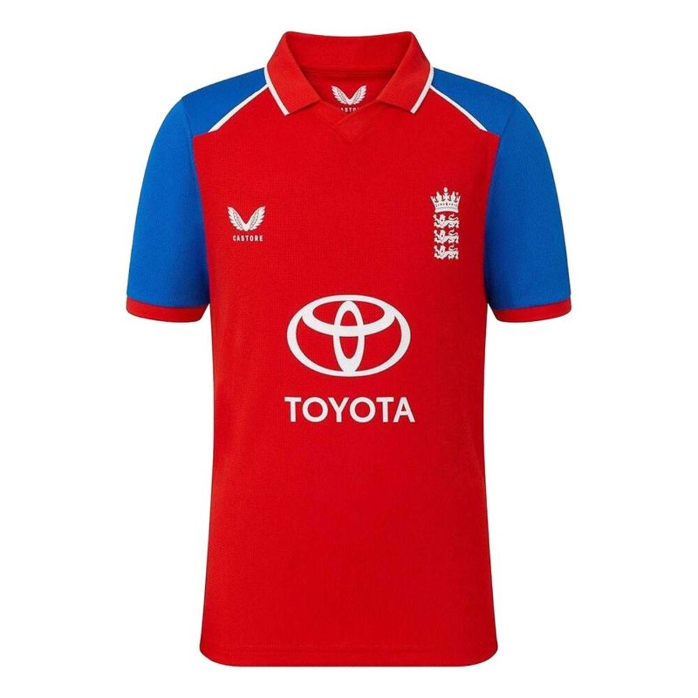 Castore Childrens/Kids 2026/2027 England Cricket IT20 Shirt / Red/Blue